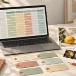 画像と動画のタイトルやキーワードを表にまとめる投稿準備のイメージ