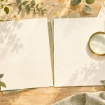 日英の案内を見比べて確認する書類と虫眼鏡のイメージイラスト
